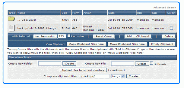 directadmin backup restore