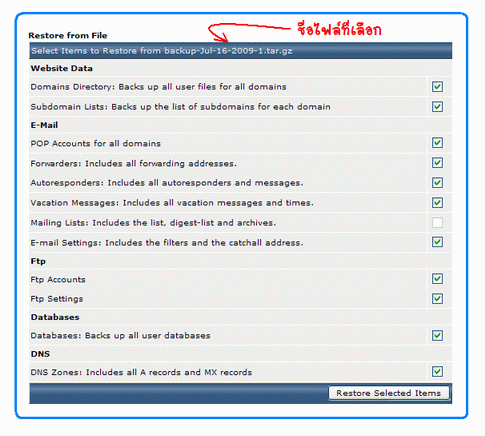 directadmin backup restore