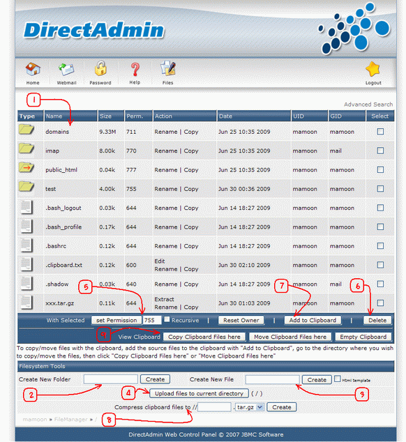 directadmin file manager
